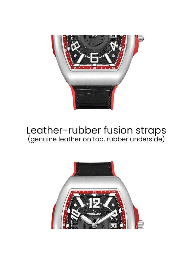 TORNADO Men's Leather Analog Display Watch T25001-SLBBR - 44mm - Image 4